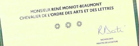 Rene MONIOT BEAUMONT Chevalier Arts et Lettres